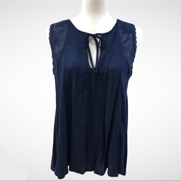 Meadow Rue Tops - Anthropologie Blue Sleeveless Embroidered Top Tie